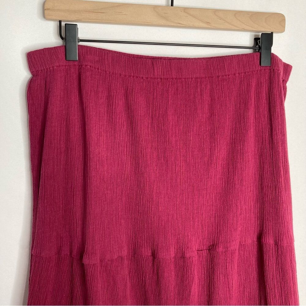 Vintage CW Classics Red Crepe Midi Skirt Size 1X Tiered Y2K Whimsigoth - Picture 2 of 7